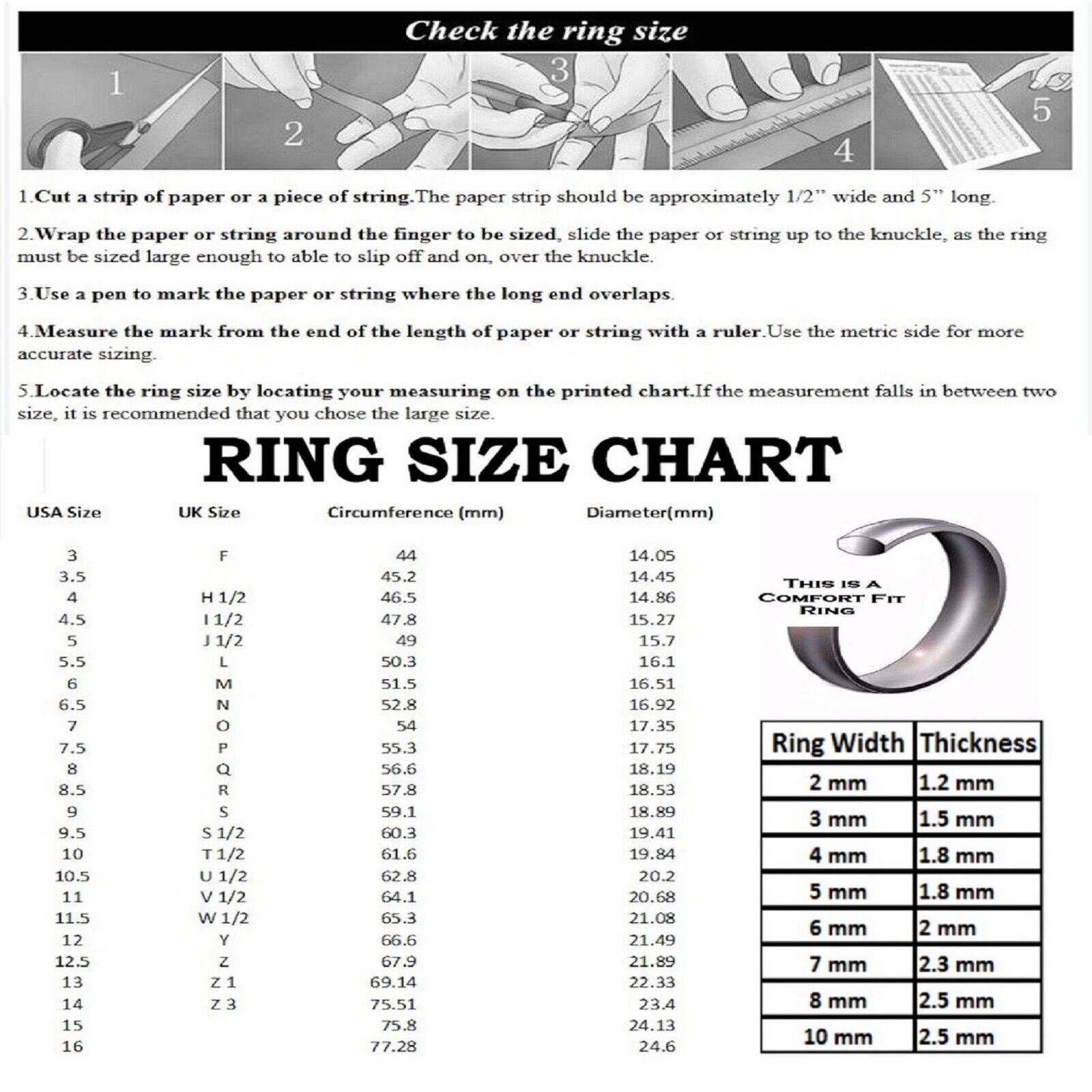 Custom Engraved Classic Stainless Steel Band Half Dome Ring Comfort Fit 