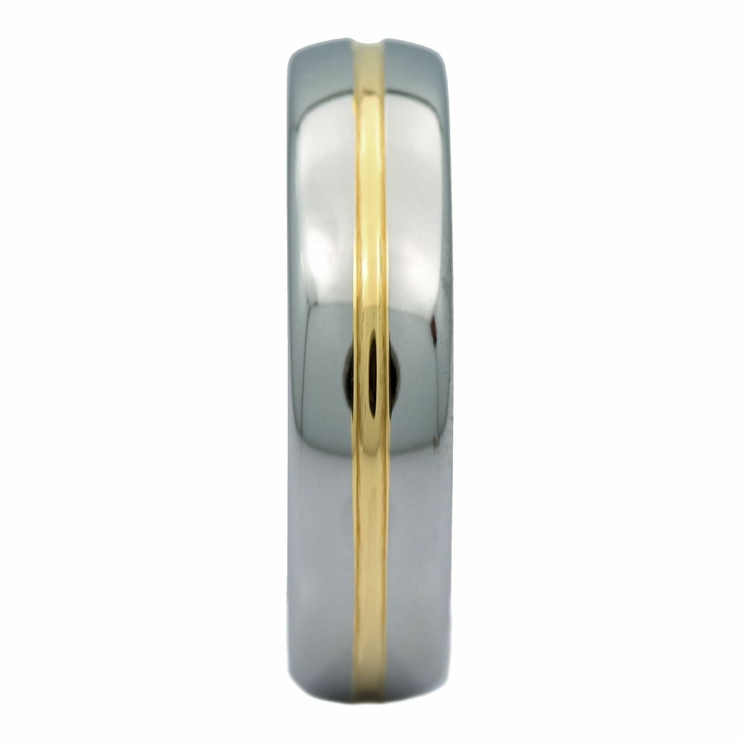 6mm or 8mm Gold Plated Center Groove Ring Tungsten Carbide High Polished Band