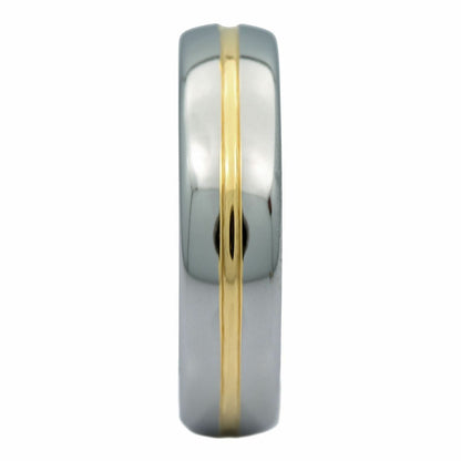 6mm or 8mm Gold Plated Center Groove Ring Tungsten Carbide High Polished Band