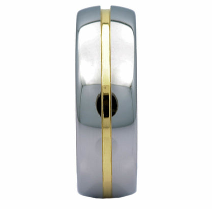 6mm or 8mm Gold Plated Center Groove Ring Tungsten Carbide High Polished Band