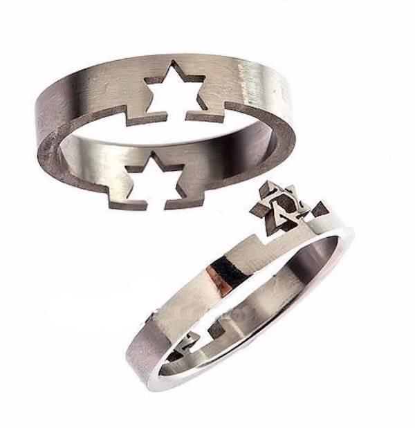 8mm Star Of David 2 Part Puzzle Ring Surgical Steel 316L Stainless Steel