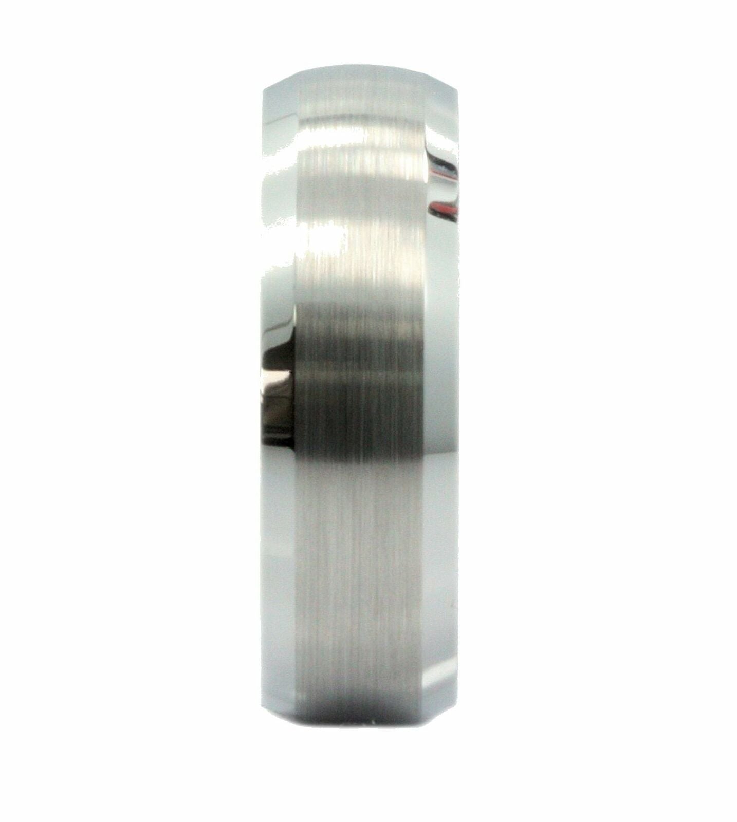8mm Brushed Center Recessed Tungsten Carbide Wedding Ring Polished Edges Ring