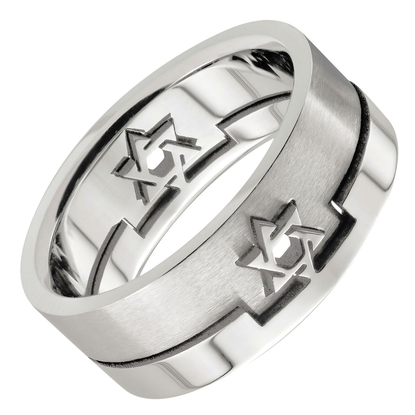 8mm Star Of David 2 Part Puzzle Ring Surgical Steel 316L Stainless Steel