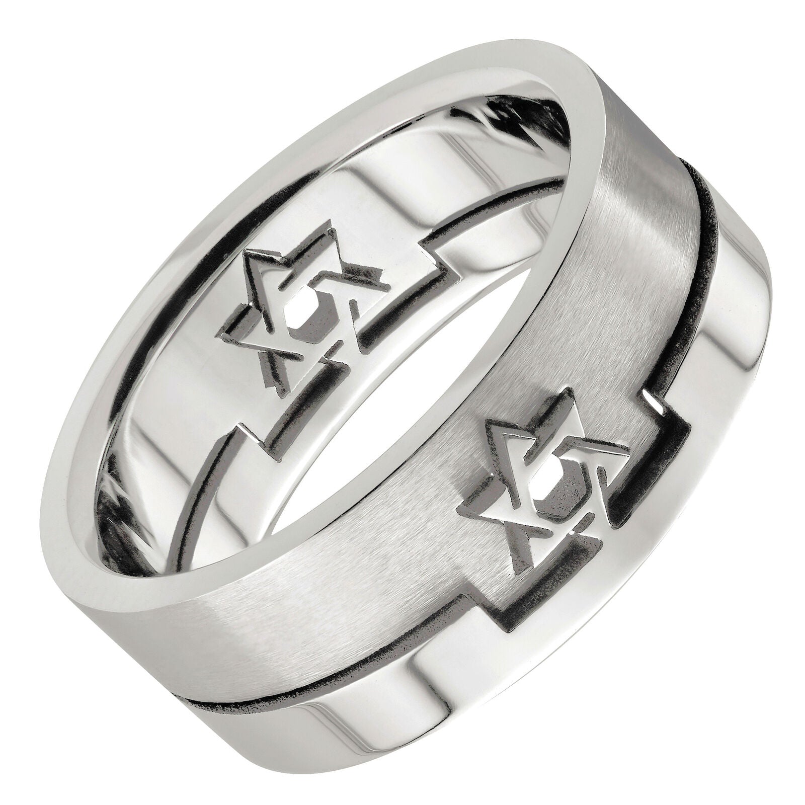 8mm Star Of David 2 Part Puzzle Ring Surgical Steel 316L Stainless Steel