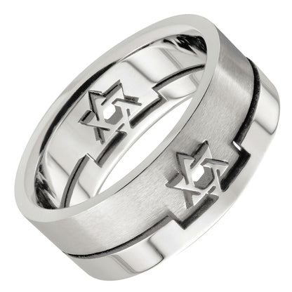 8mm Star Of David 2 Part Puzzle Ring Surgical Steel 316L Stainless Steel