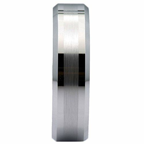 White Tungsten Carbide Center Brushed Recessed Sides Wedding Ring 6mm