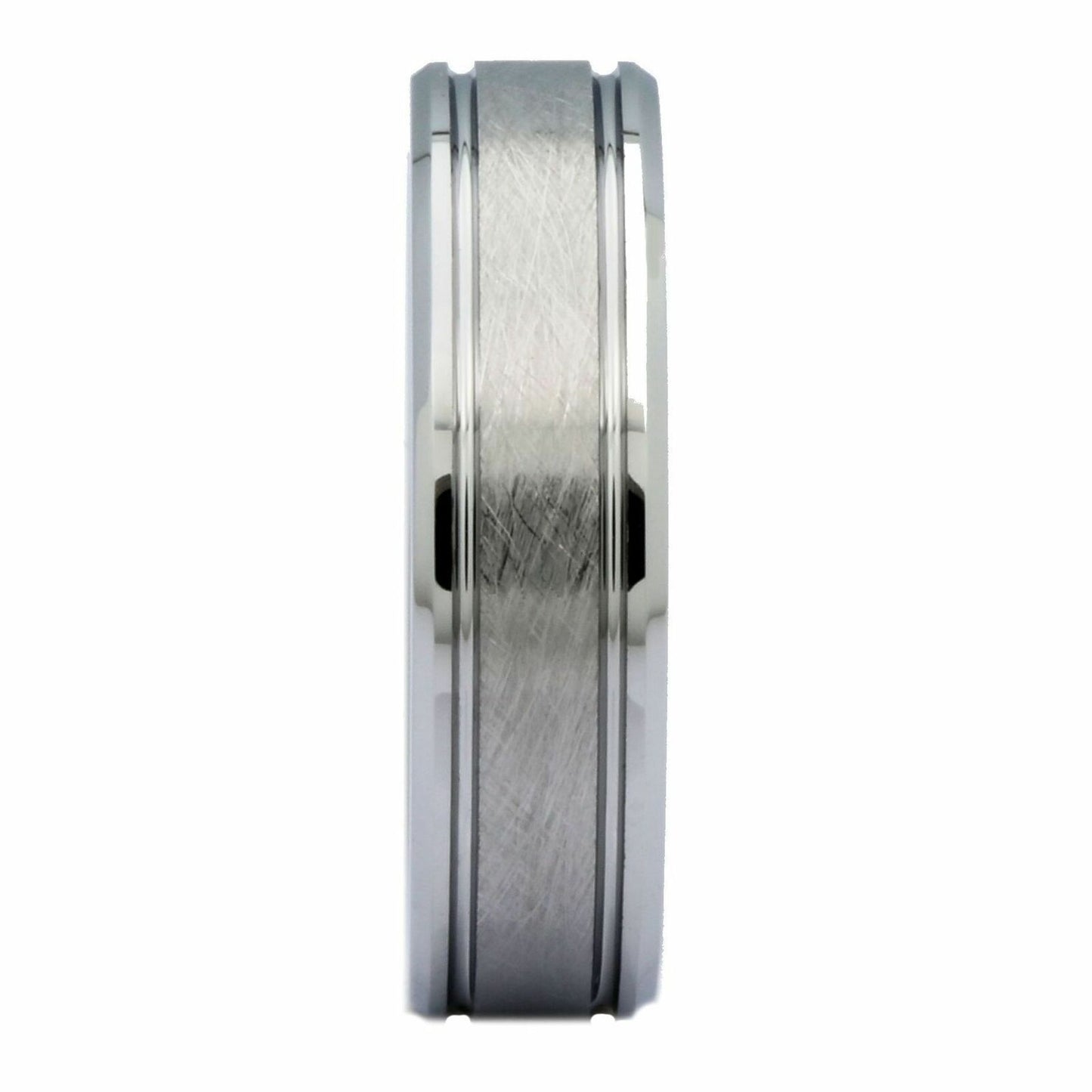 6mm Center Brushed White Tungsten Carbide Wedding Band