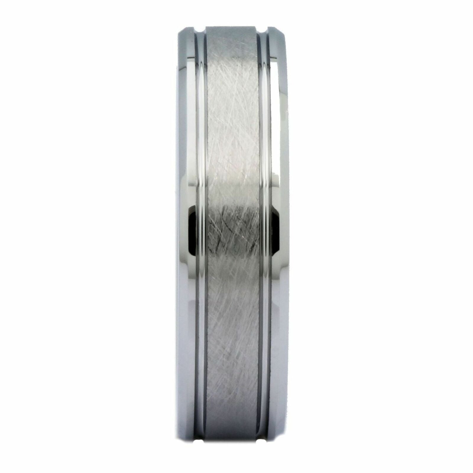 6mm Center Brushed White Tungsten Carbide Wedding Band