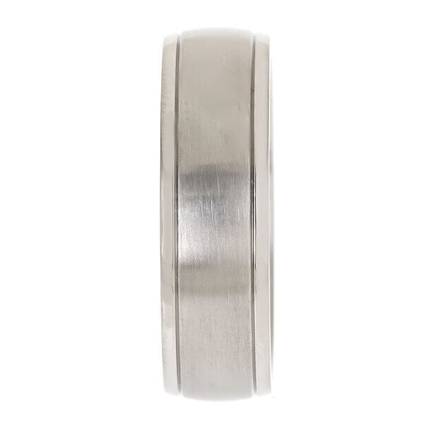 5mm or 7mm Brushed Polished Grooved Edges Titanium Wedding Band Comfort Fit Ring