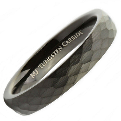 Tungsten Carbide 4, 6 or 8mm Band Brushed Hammered Pattern Black Plated Ring