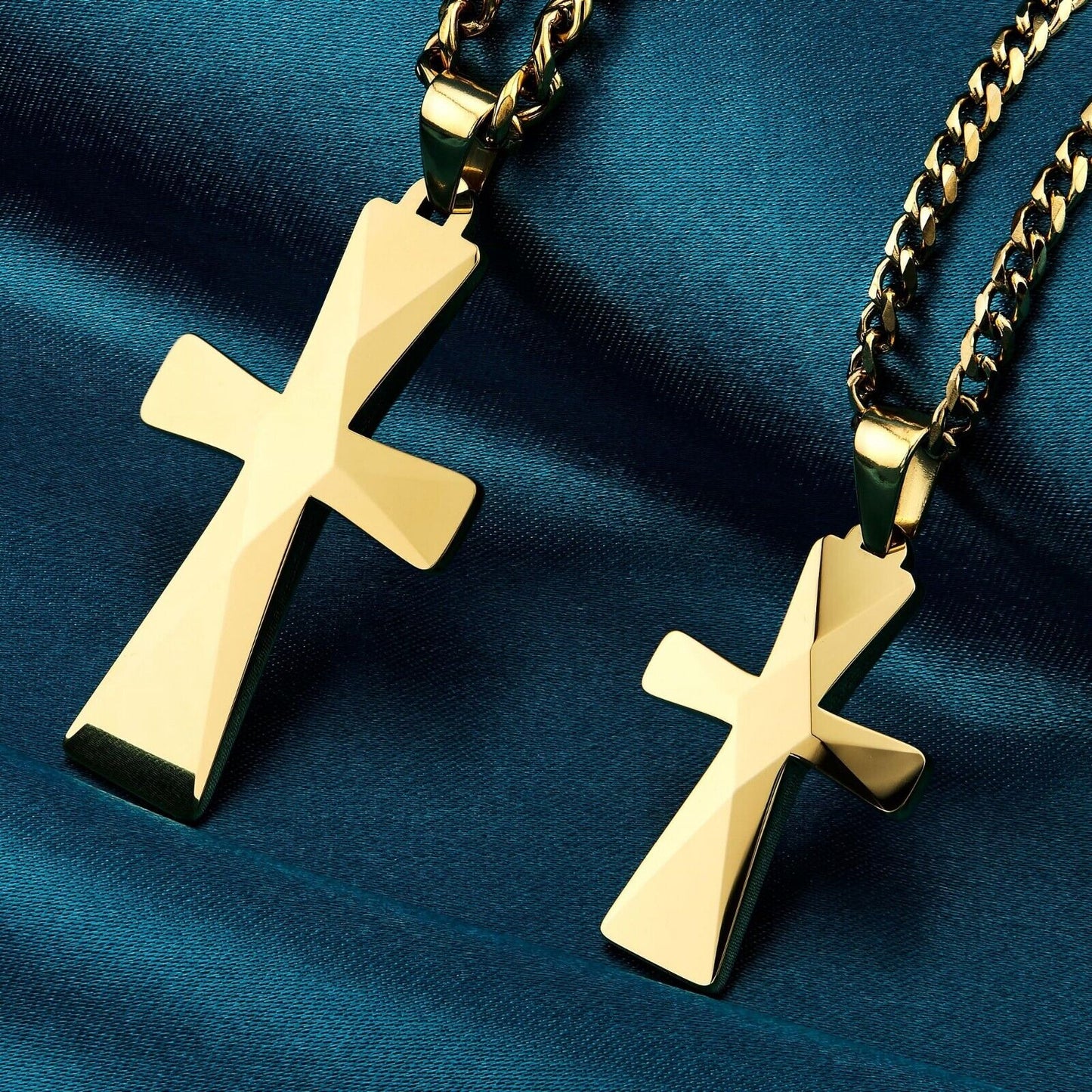 Tungsten Carbide Cross Pendants 16"-28" Stainless Steel Cuban Chain