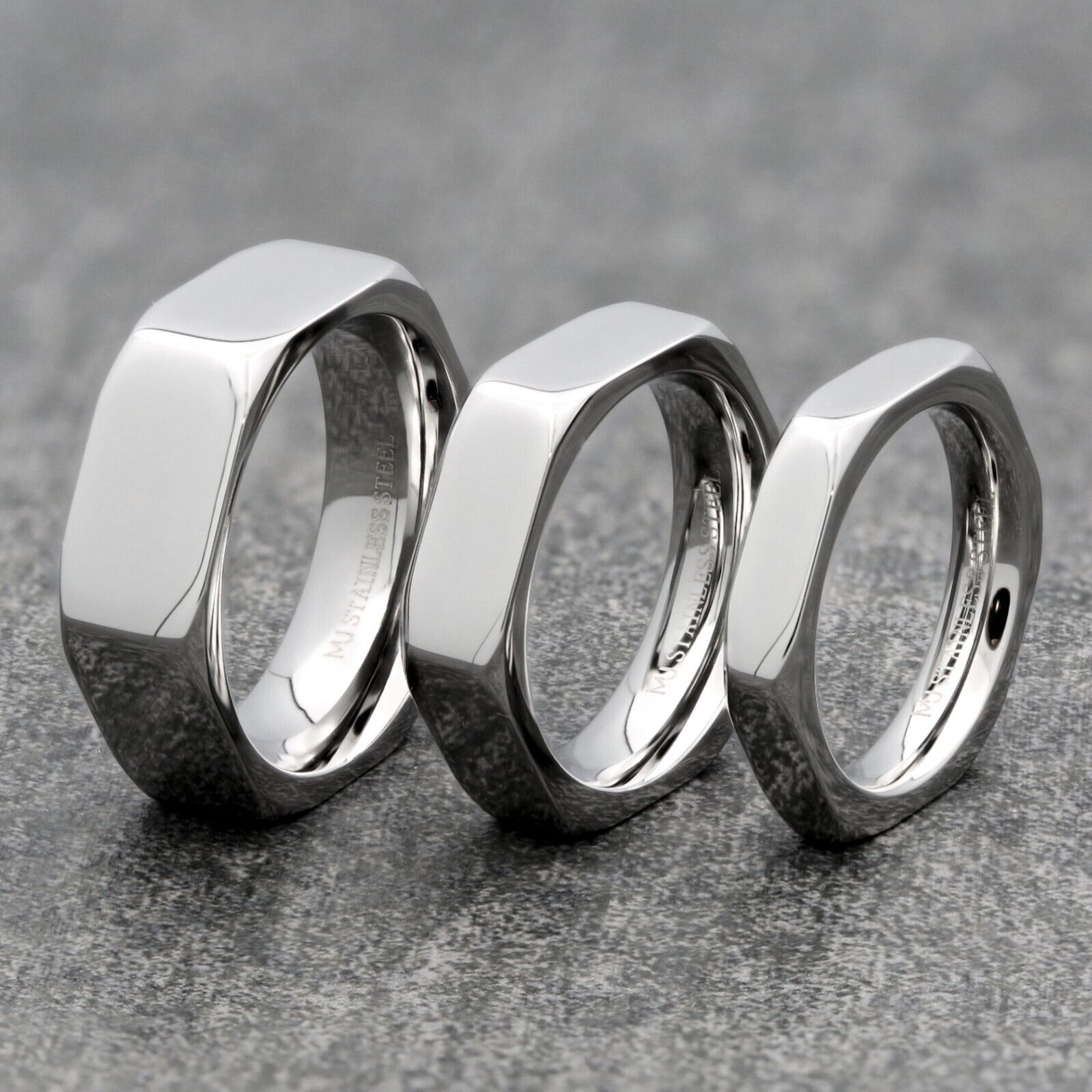 Stainless Steel Black Plated or Polished Finish Nut Style Ring 4mm 6mm or 8mm