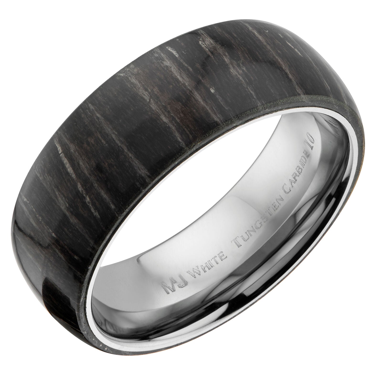 Zebra Wood Ring Polished Tungsten Carbide Comfort Fit Wedding Ring 8mm