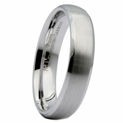 5mm White Tungsten Carbide Brushed Curved Polish Edge Wedding Band Ring
