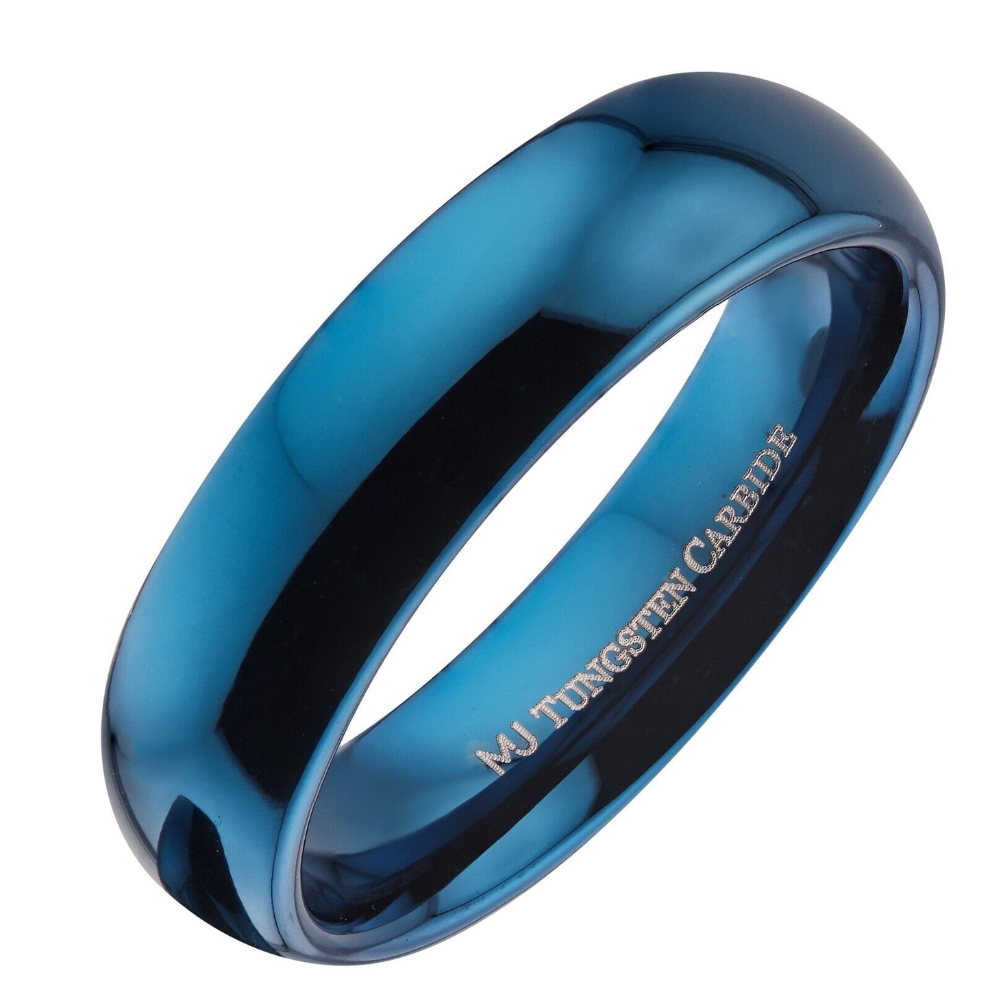 3, 5, 6, or 8mm Blue Plated Inside and Outside Tungsten Carbide Wedding Ring