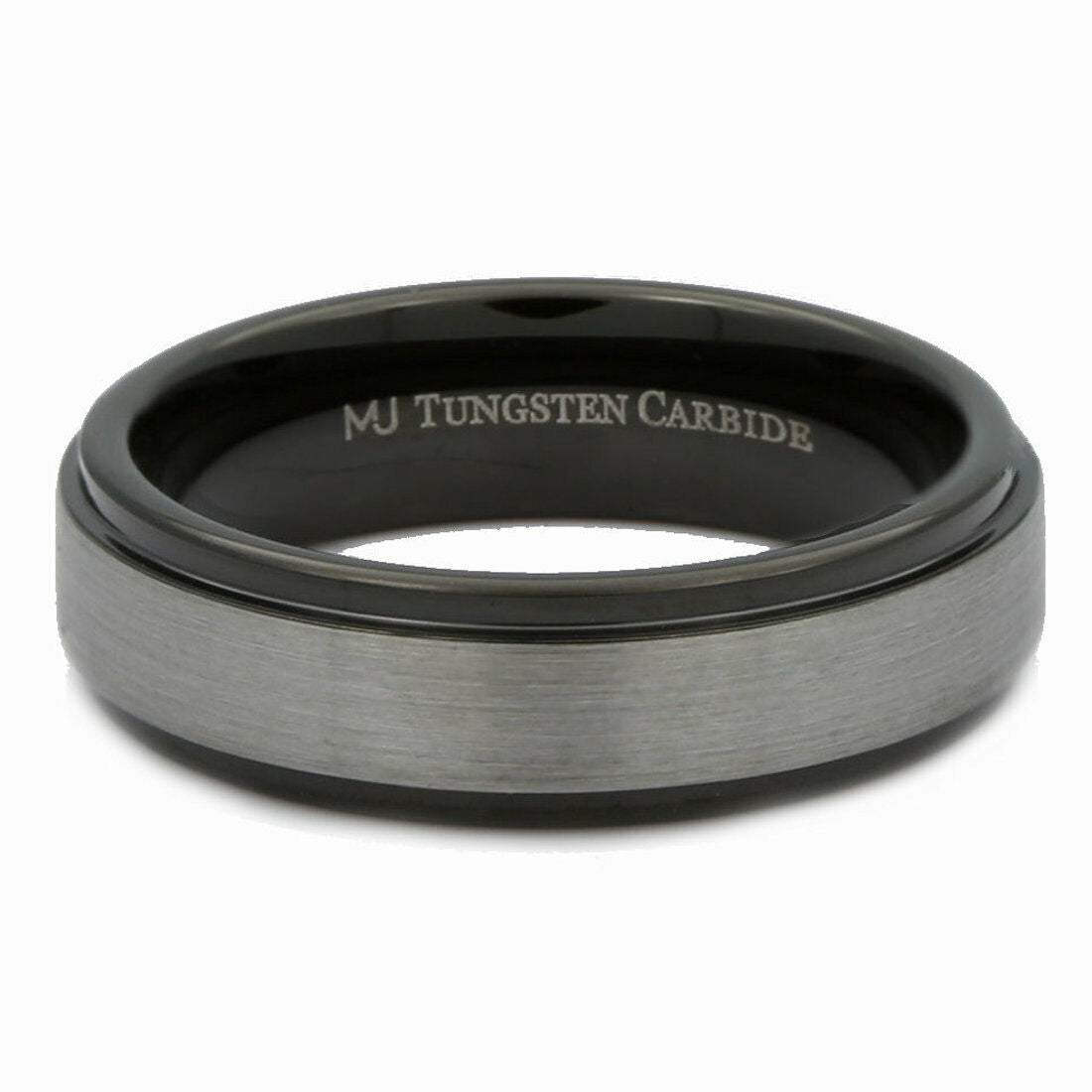 6 or 8mm Brushed Tungsten Carbide Wedding Band Plated Black Ring