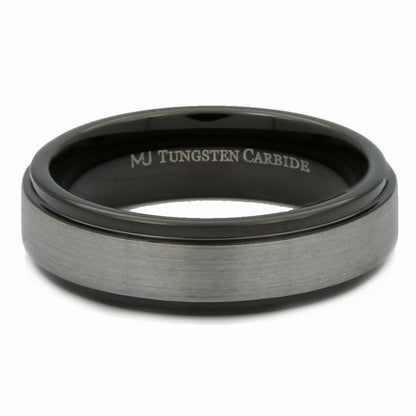 6 or 8mm Brushed Tungsten Carbide Wedding Band Plated Black Ring