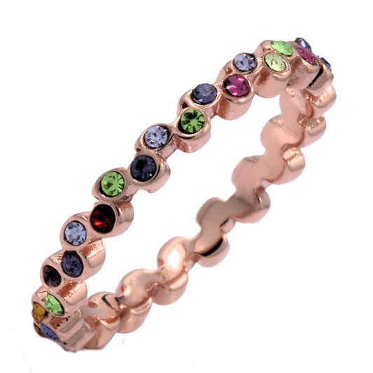 Rose Gold Plated Stackable Wedding Band Cubic Zirconia Ring