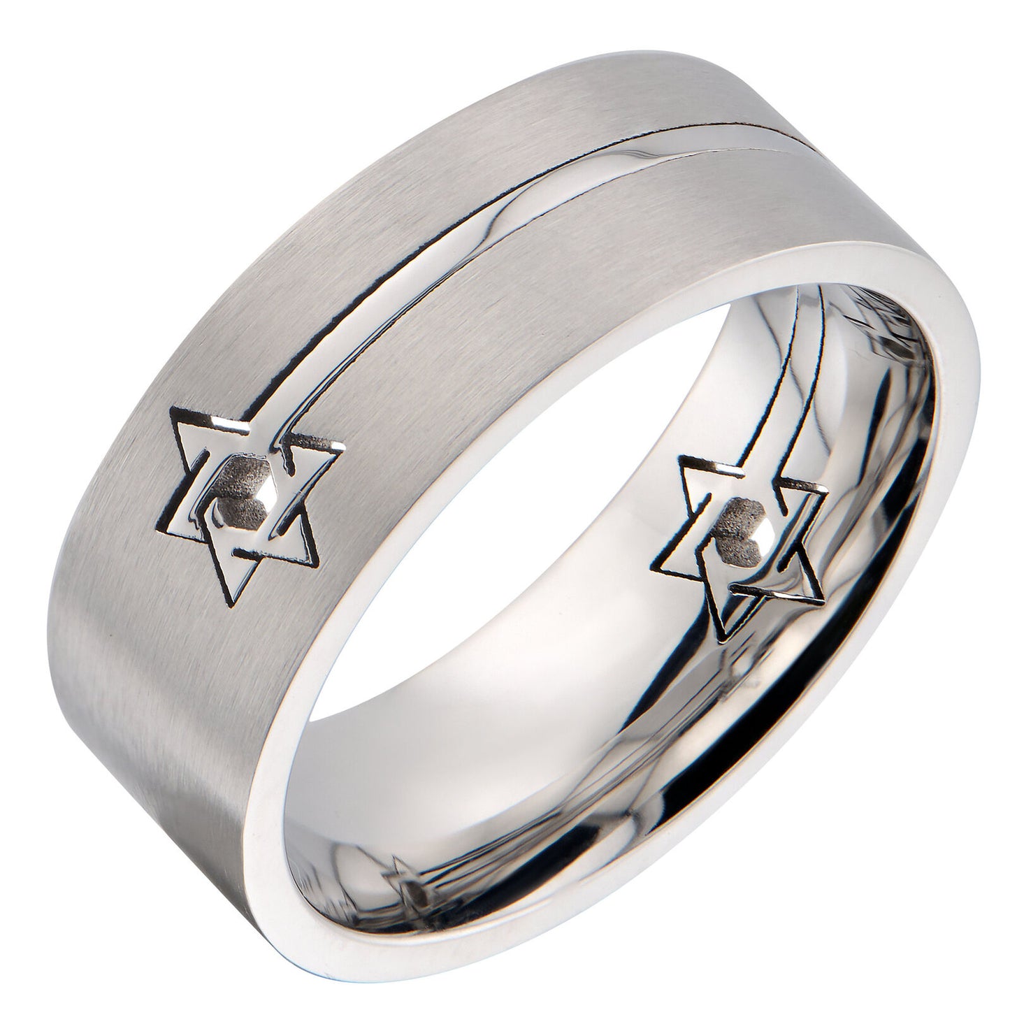 8mm Star Of David 2 Part Puzzle Ring Surgical Steel 316L Stainless Steel