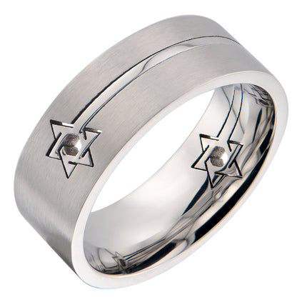 8mm Star Of David 2 Part Puzzle Ring Surgical Steel 316L Stainless Steel