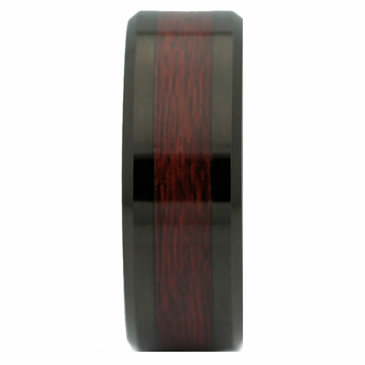 8mm Black Tungsten Carbide Wedding Band Koa Wood Inlay Ring