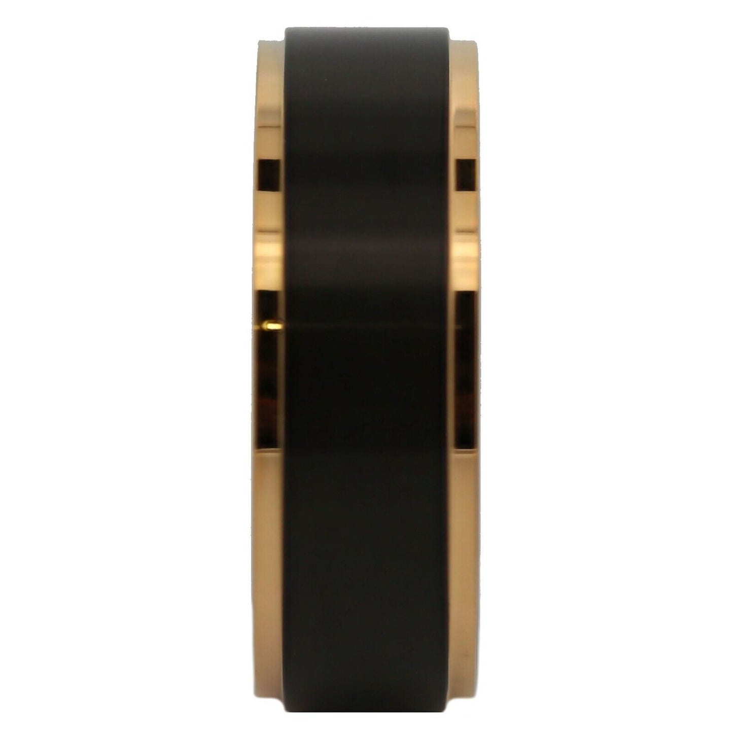 Bushed Stainless Steel 6mm or 8mm Black Plated Drop Down Edges Gold or Rose Gold