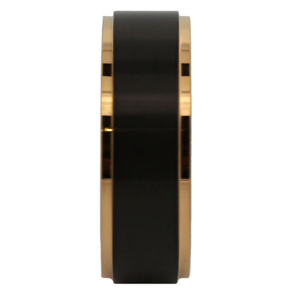 Bushed Stainless Steel 6mm or 8mm Black Plated Drop Down Edges Gold or Rose Gold