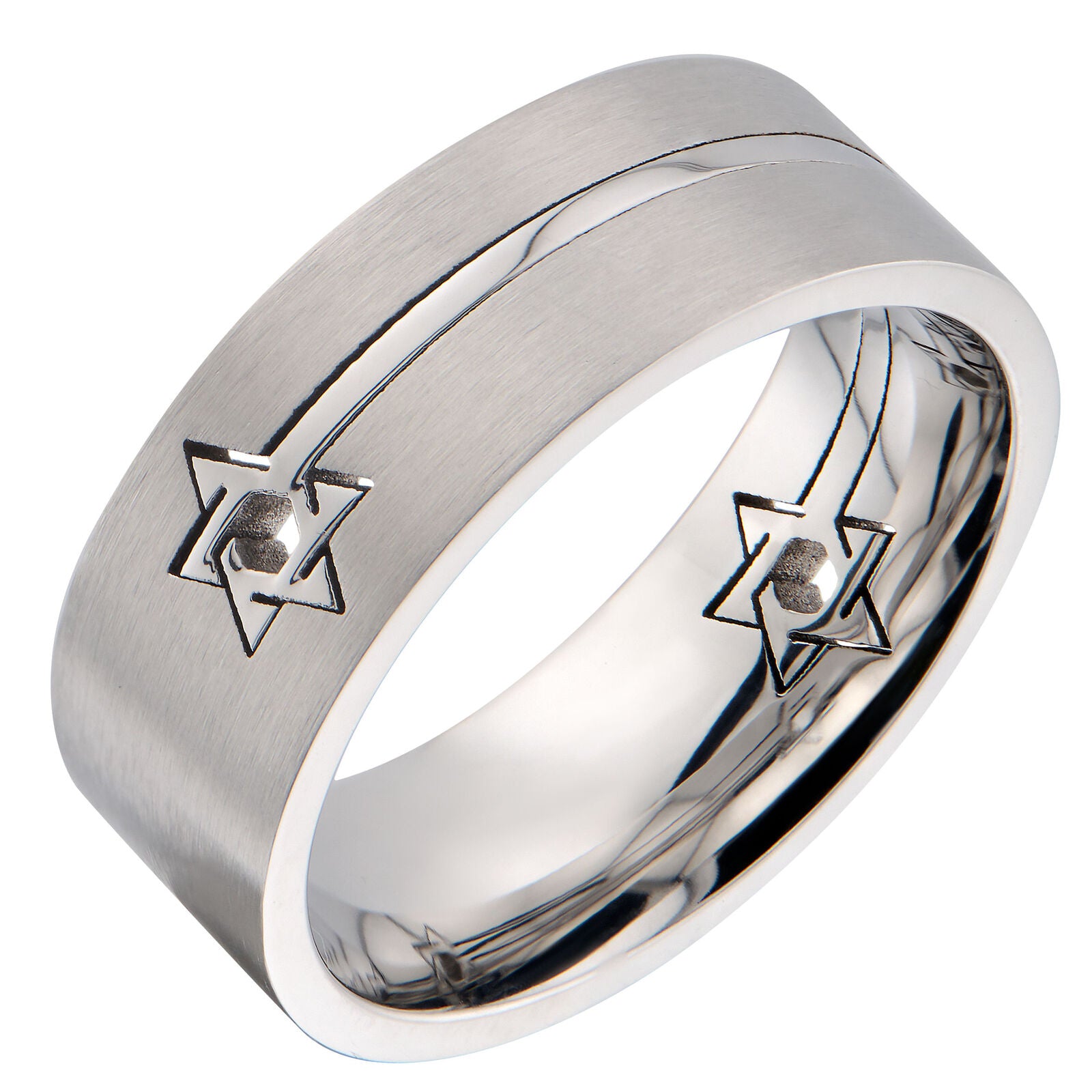 8mm Star Of David 2 Part Puzzle Ring Surgical Steel 316L Stainless Steel