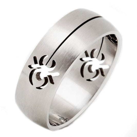 8mm Scorpion Shaped Cut Out Surgical Grade Stainless Steel Puzzle Ring Size