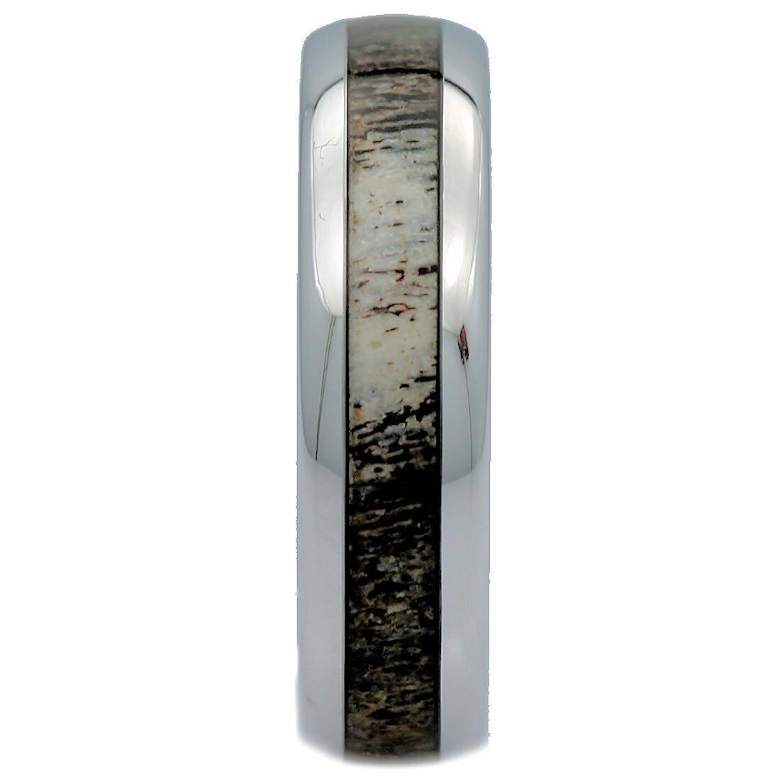 Choose From Black Plated or White Tungsten Carbide 6mm Deer Antler Inlay Ring