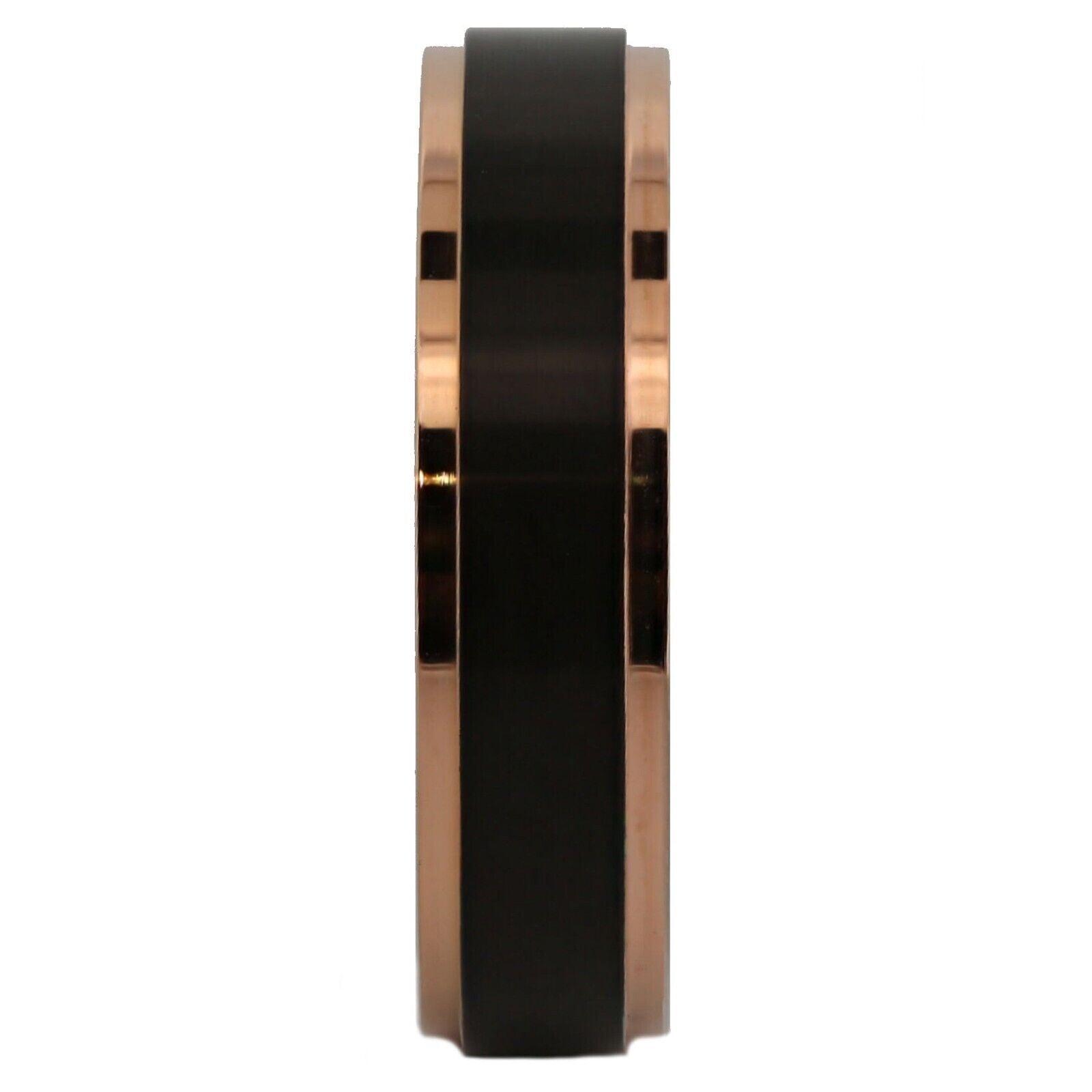 Bushed Stainless Steel 6mm or 8mm Black Plated Drop Down Edges Gold or Rose Gold