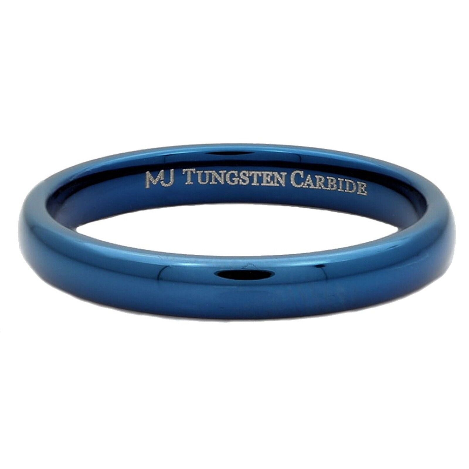 3, 5, 6, or 8mm Blue Plated Inside and Outside Tungsten Carbide Wedding Ring