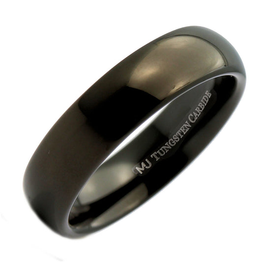6mm or 8mm Black Plated Tungsten Carbide Wedding Band Ring