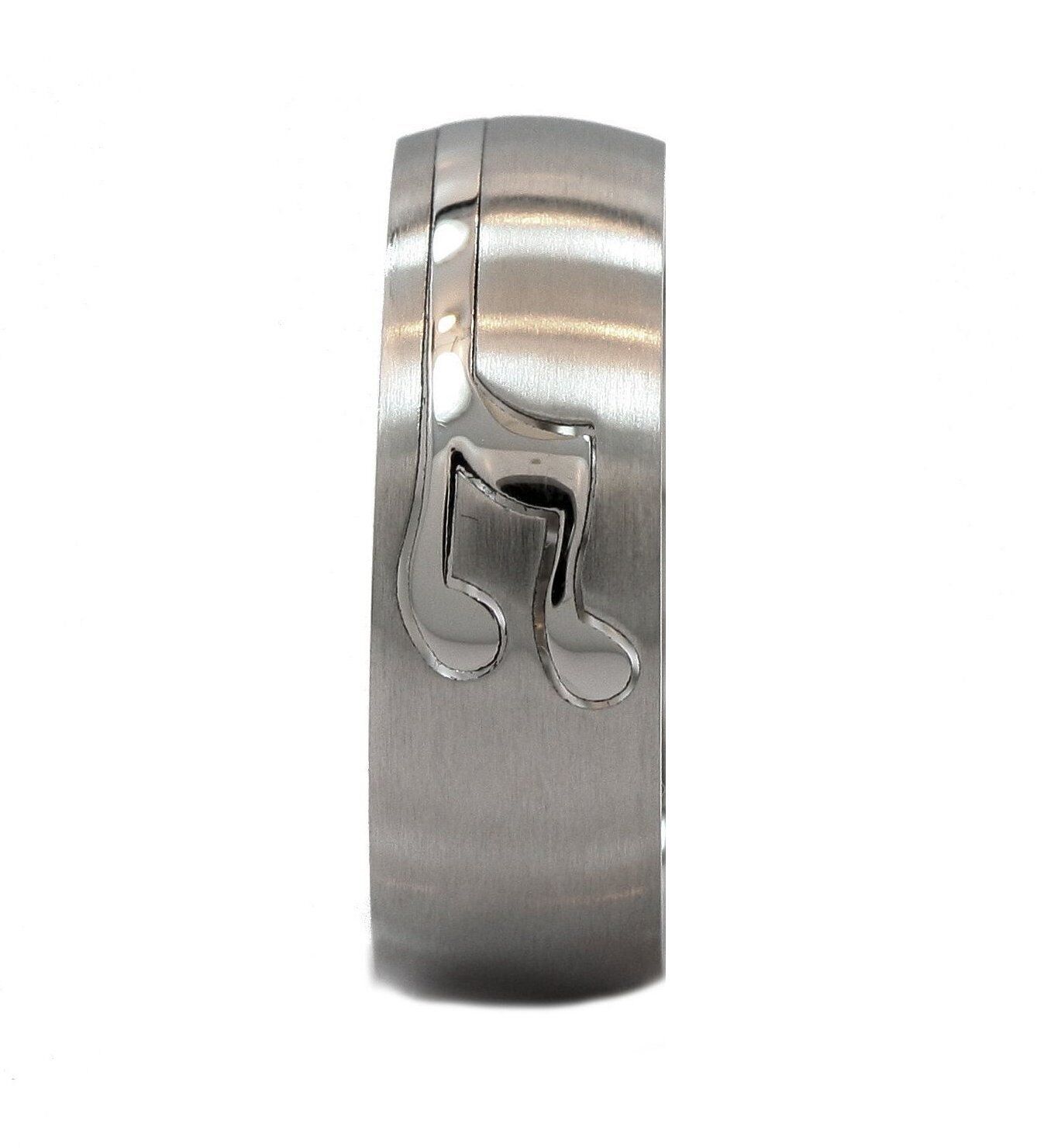 Musical Note Puzzle Ring 6mm 8mm  comfort fit 316L Surgical Stainless Steel Band
