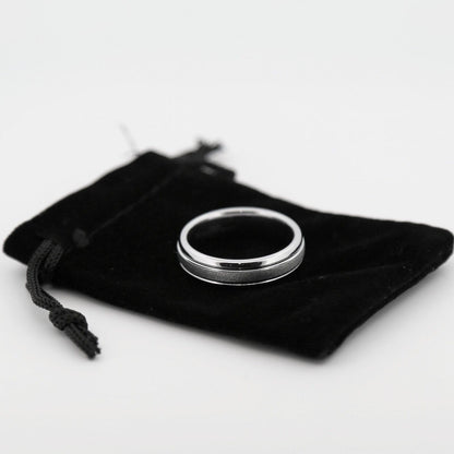 White Tungsten Carbide 6mm or 8mm Ring Sand Blasted Center Polished Edges