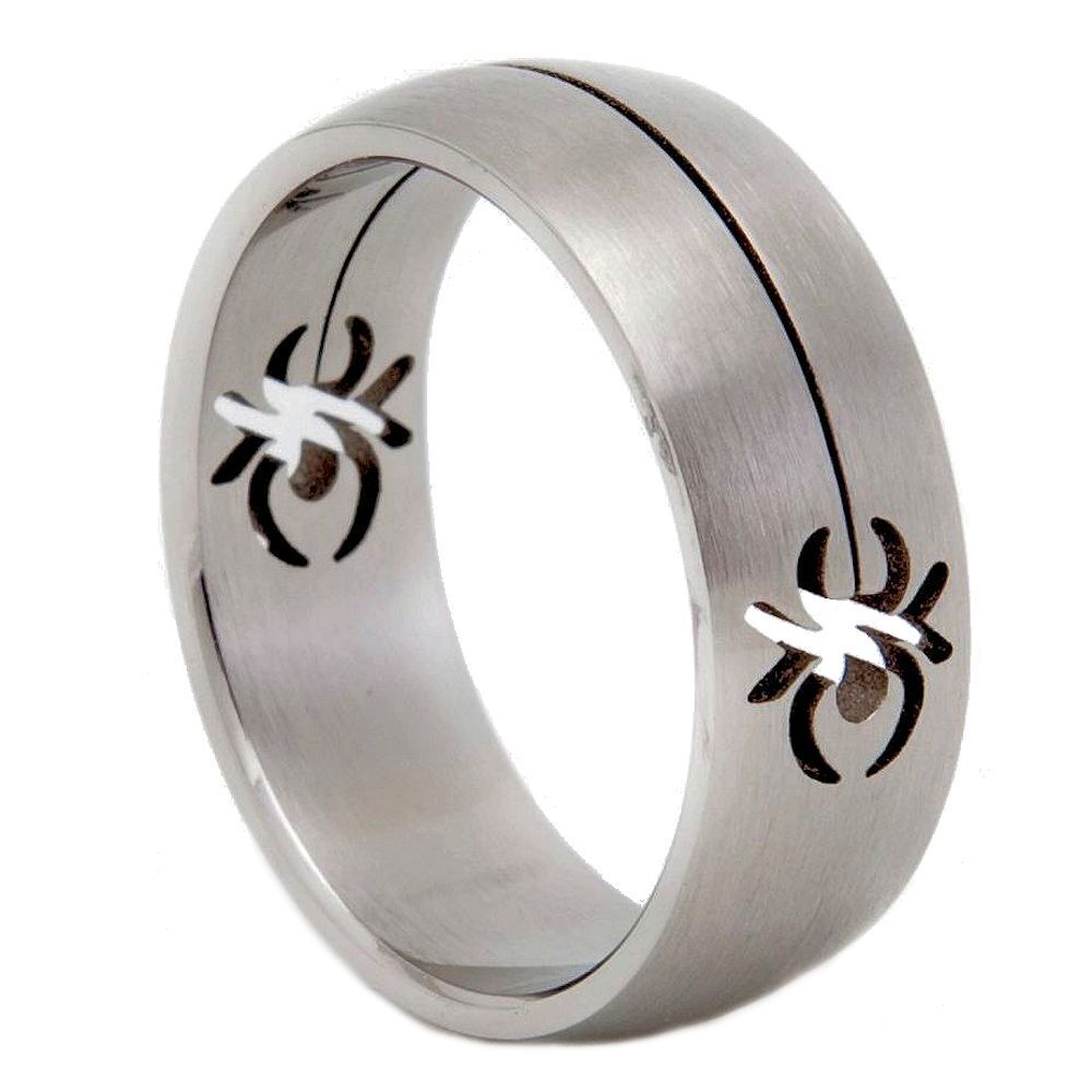 8mm Scorpion Shaped Cut Out Surgical Grade Stainless Steel Puzzle Ring Size
