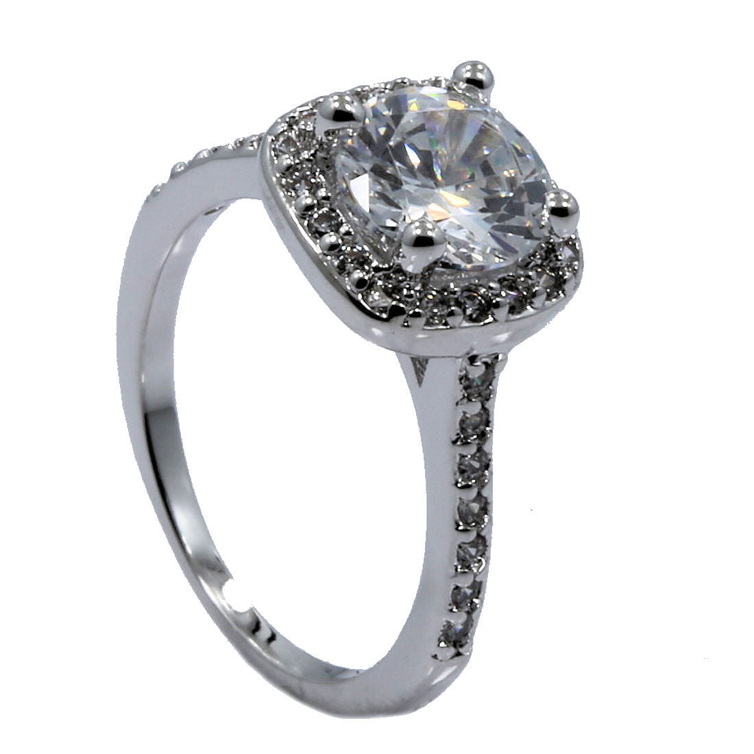 18K White Gold Plated Wedding Band Square Cubic Zirconia Ring