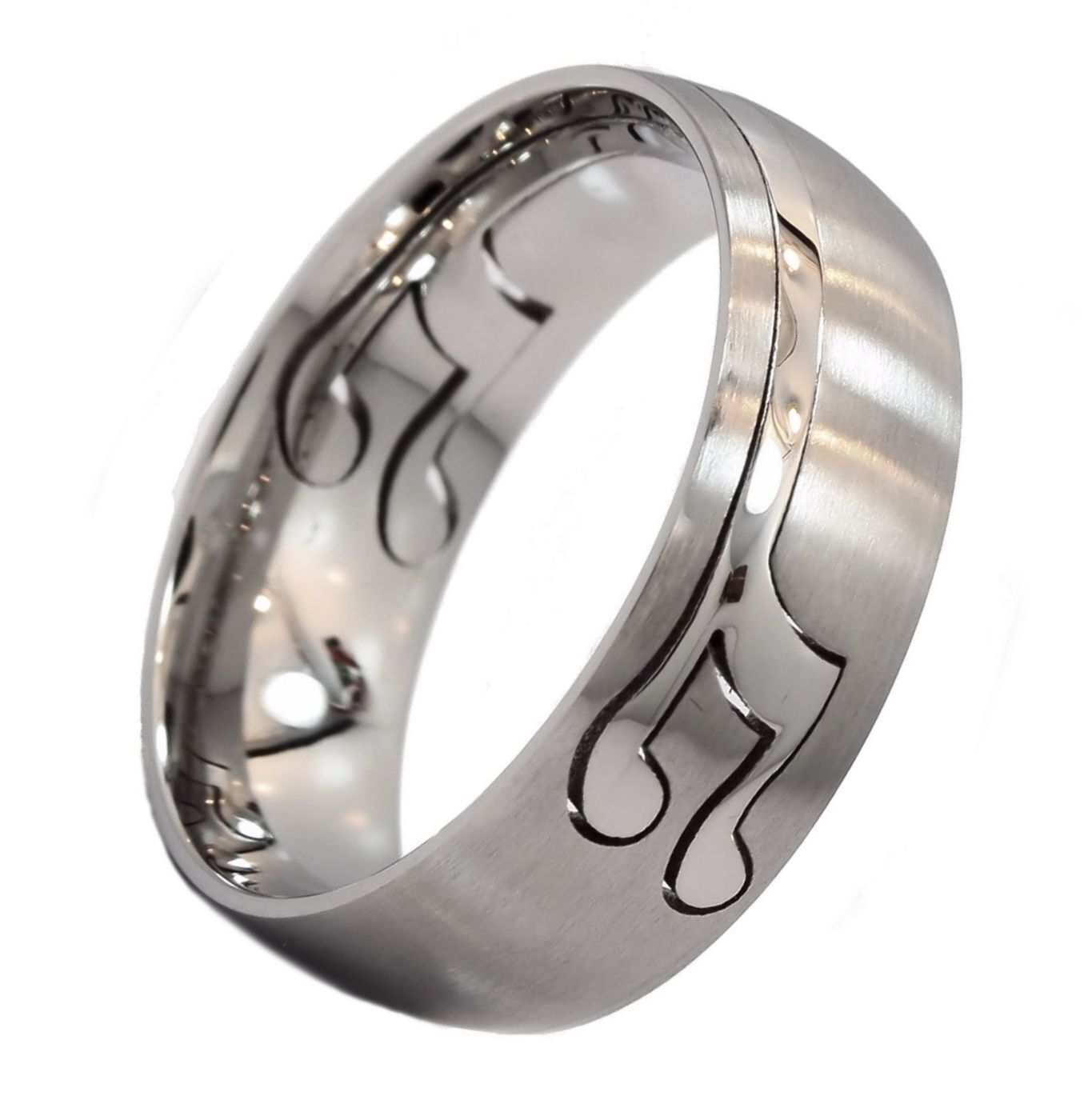 Musical Note Puzzle Ring 6mm 8mm  comfort fit 316L Surgical Stainless Steel Band