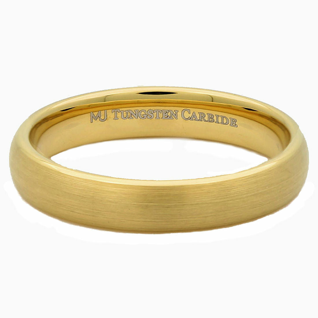 4mm or 6mm Gold Plated Brushed Tungsten Carbide Wedding Ring Half Dome Band