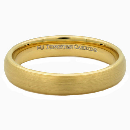 4mm or 6mm Gold Plated Brushed Tungsten Carbide Wedding Ring Half Dome Band