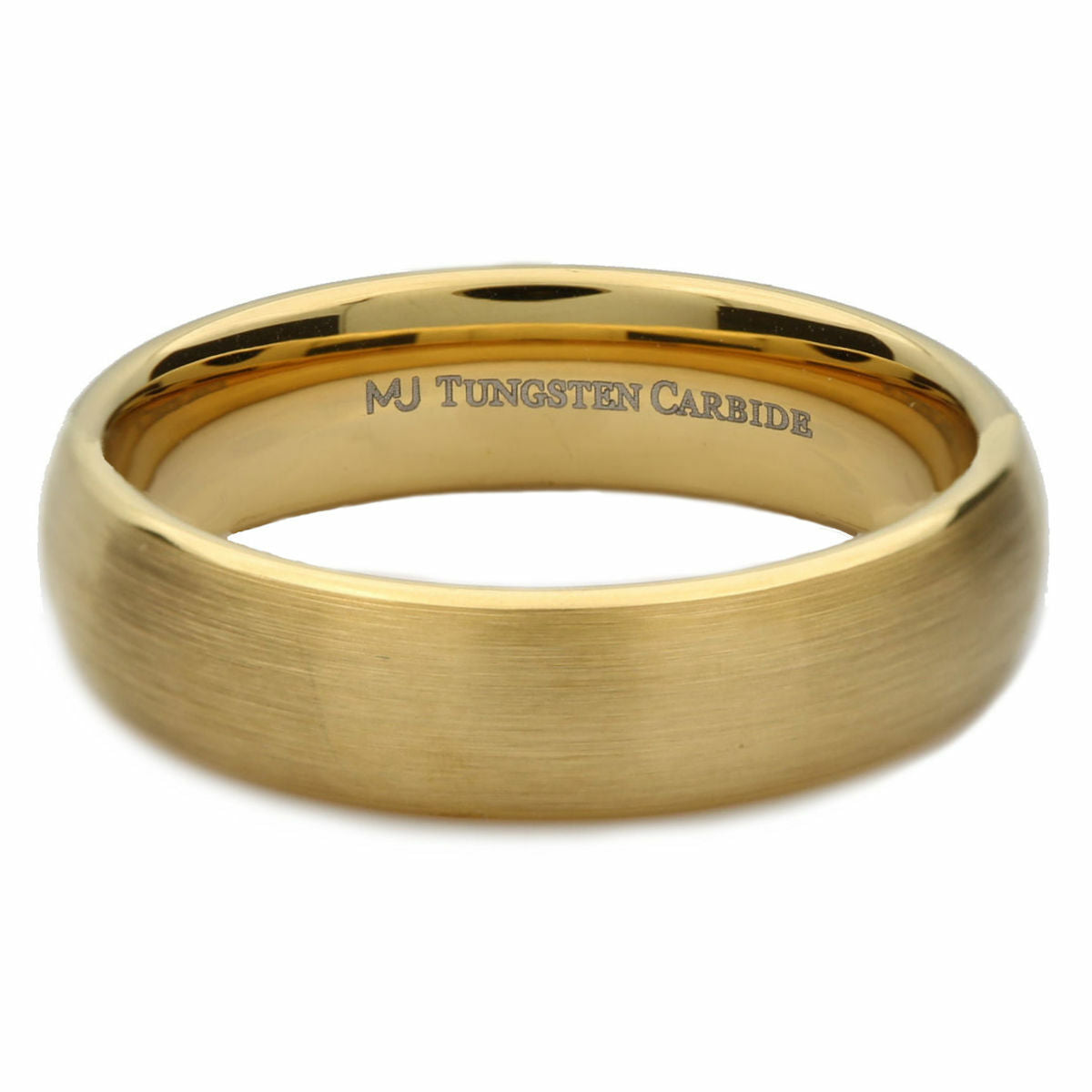 4mm or 6mm Gold Plated Brushed Tungsten Carbide Wedding Ring Half Dome Band