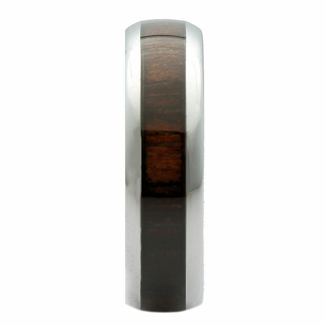 Tungsten Carbide Wedding Band 6mm or 8mm Dark Wood Inlay Ring