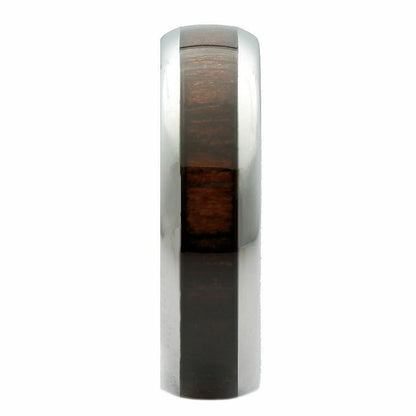 Tungsten Carbide Wedding Band 6mm or 8mm Dark Wood Inlay Ring