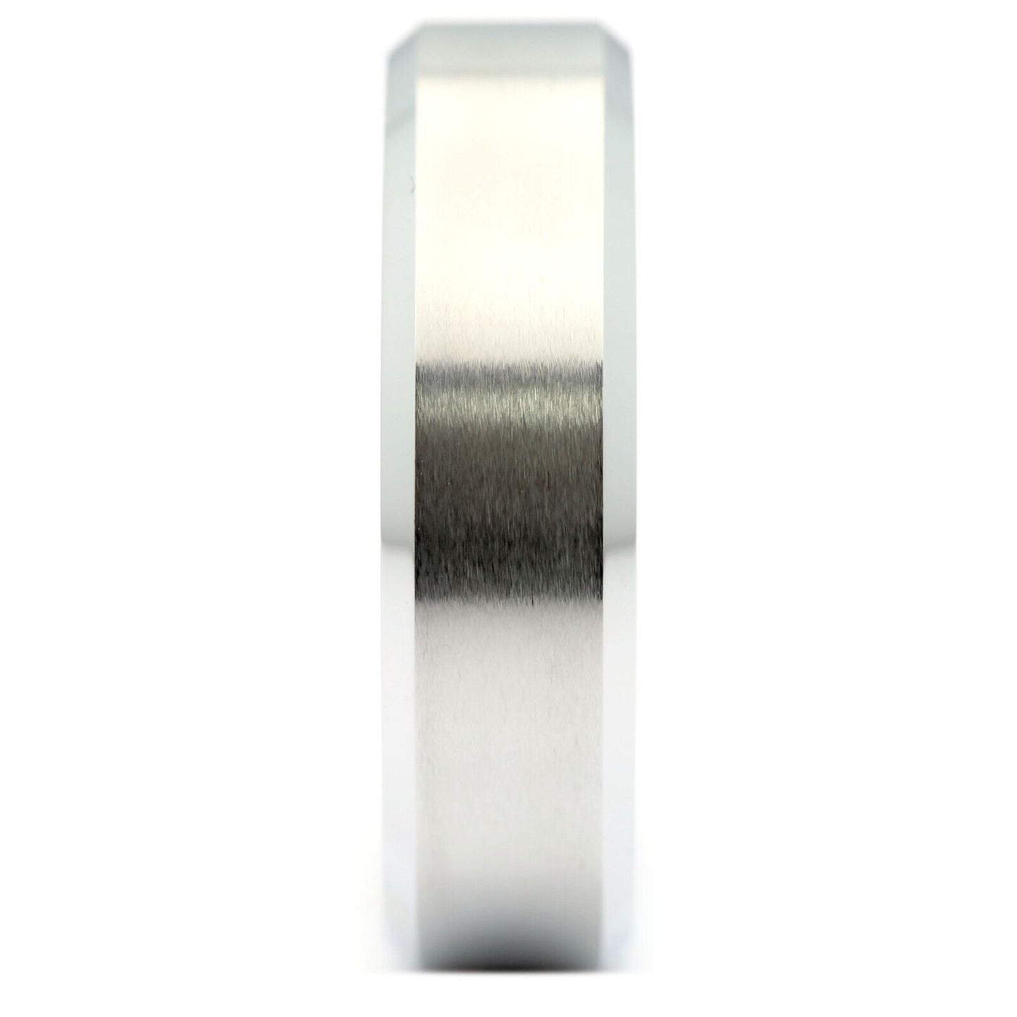 6mm Brushed White Tungsten Carbide Wedding Band Polished Edges Ring