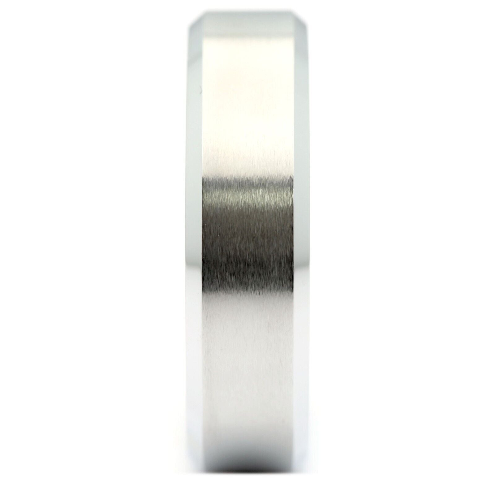 6mm Brushed White Tungsten Carbide Wedding Band Polished Edges Ring