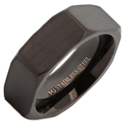 Stainless Steel Black Plated or Polished Finish Nut Style Ring 4mm 6mm or 8mm