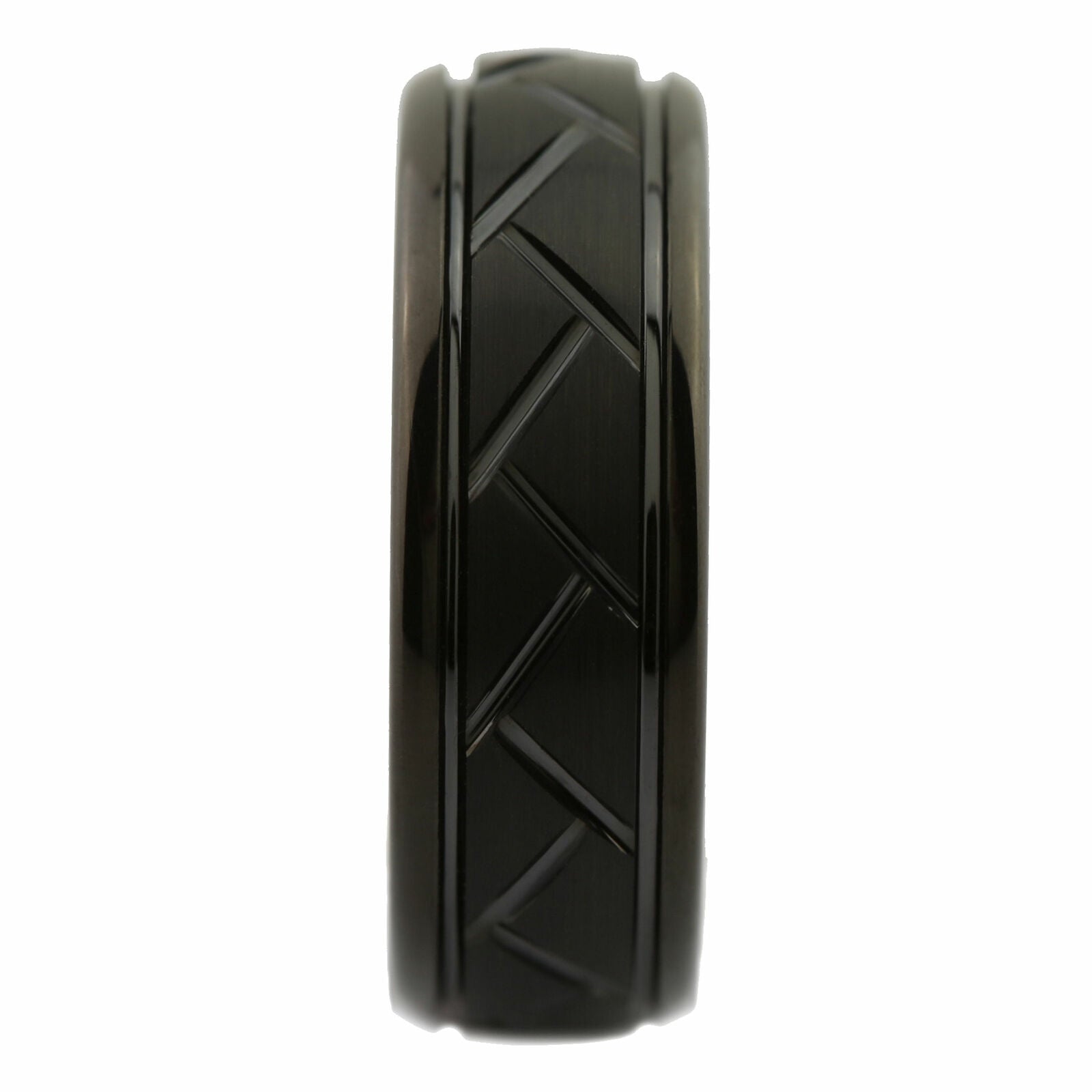 Tungsten Carbide 8mm Band Hand Crafted Brushed Black Plated Ring