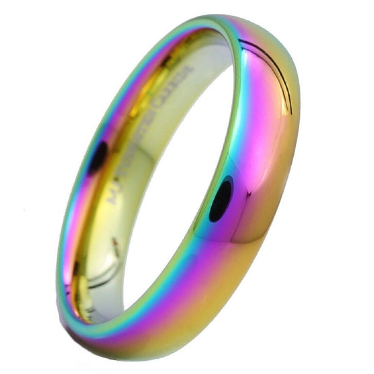 5mm Multi Colored Gold Plated Rainbow Band Tungsten Carbide Ring