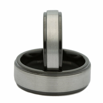 6 or 8mm Brushed Tungsten Carbide Wedding Band Plated Black Ring