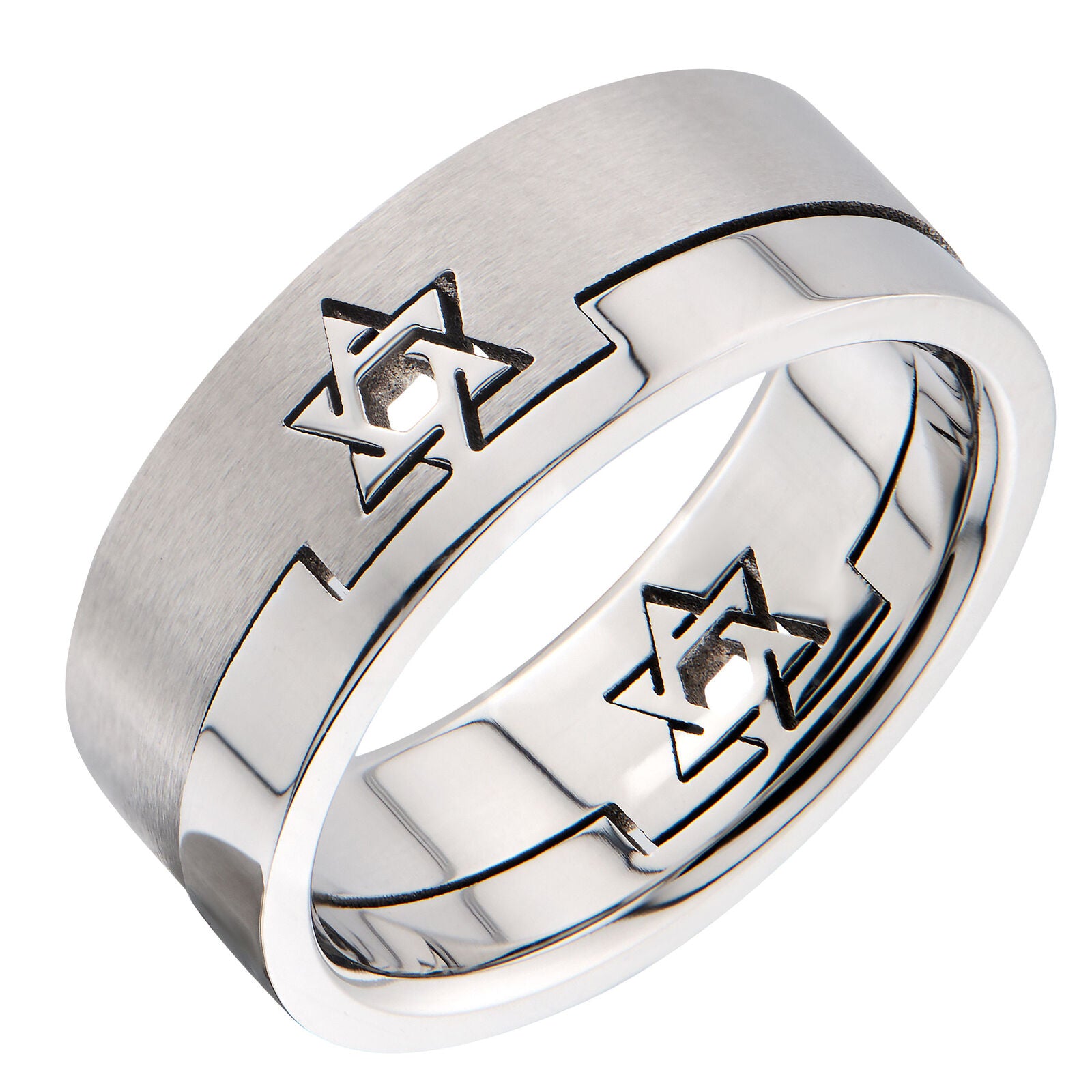 8mm Star Of David 2 Part Puzzle Ring Surgical Steel 316L Stainless Steel